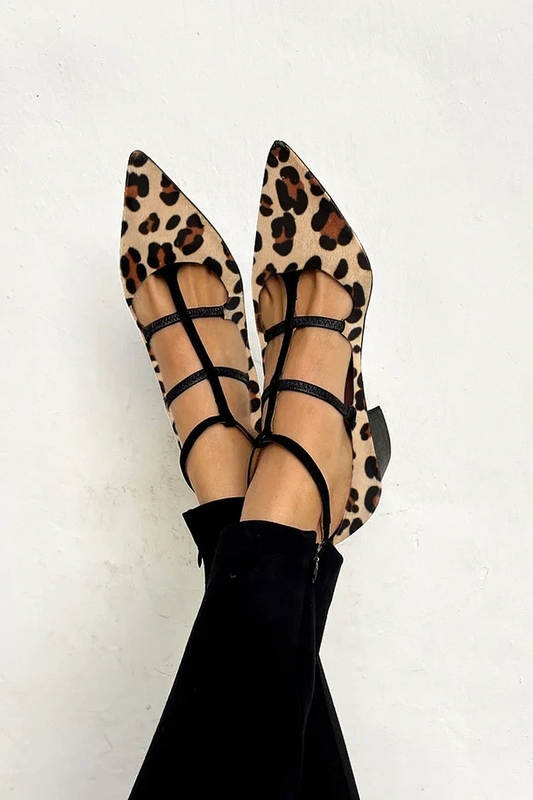 Ludovica - Animal Print Orthopedic Ballet Flats with Slim Straps